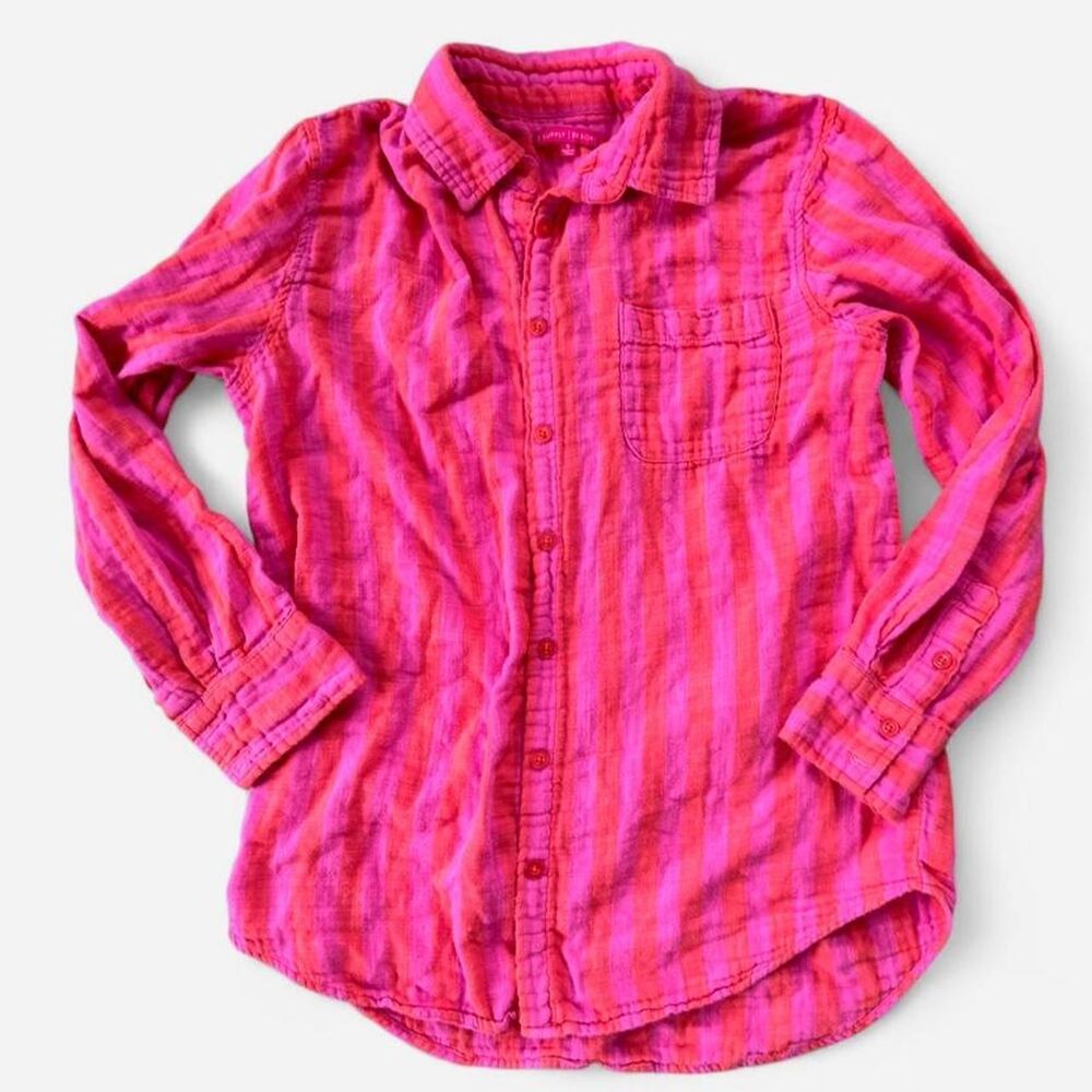 Z Supply report pink & red stripe button-up shirt in a S